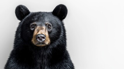 Fototapeta premium Realistic Black Bear Photography Against Simple Background for Stock Use in Nature and Wildlife Projects
