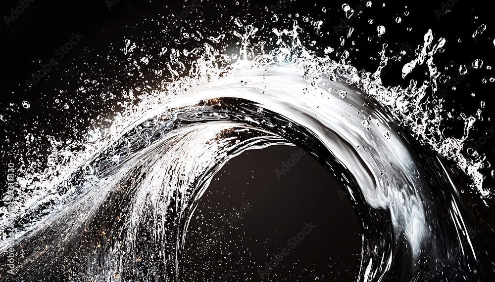 Poster captivating water splash creating dynamic wave shape on dark background for artistic and creative im