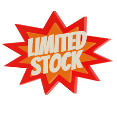 Limited Stock Explosion Badge, Red and Orange Comic Style Discount Label