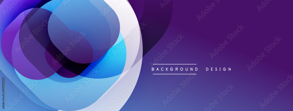Leinwandbilder abstract circles overlap, creating vibrant blue, purple hues. gradient background transitions from l