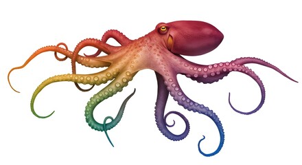 Colorful Octopus Illustration on White