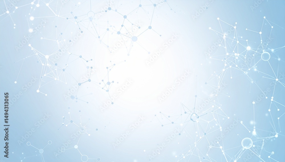 Aufkleber abstract network of interconnected nodes on a light blue background