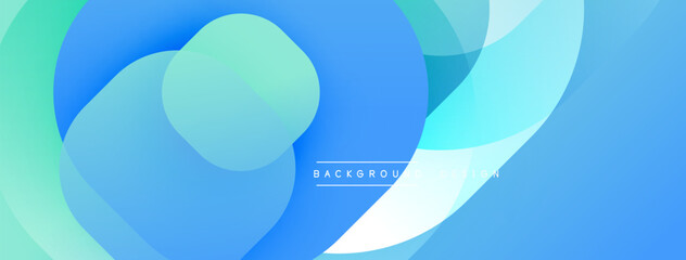 Abstract fluid shapes, blue tones dominate. Gradient colors blend, creating dynamic visual effect. Minimalist design, modern aesthetic.