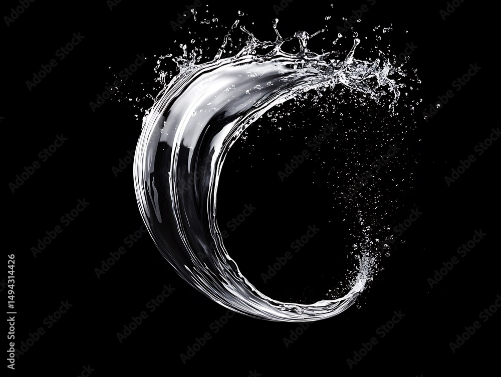 Poster captivating splash of water against black background creating dynamic flow and artistic motion in ph