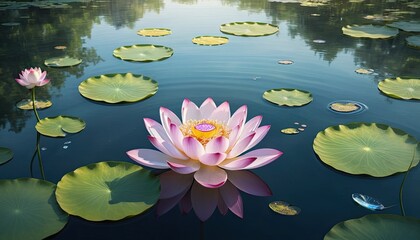 Serene Lotus Bloom on a Calm Pond