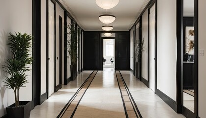 Elegant Black and White Hallway Interior Design