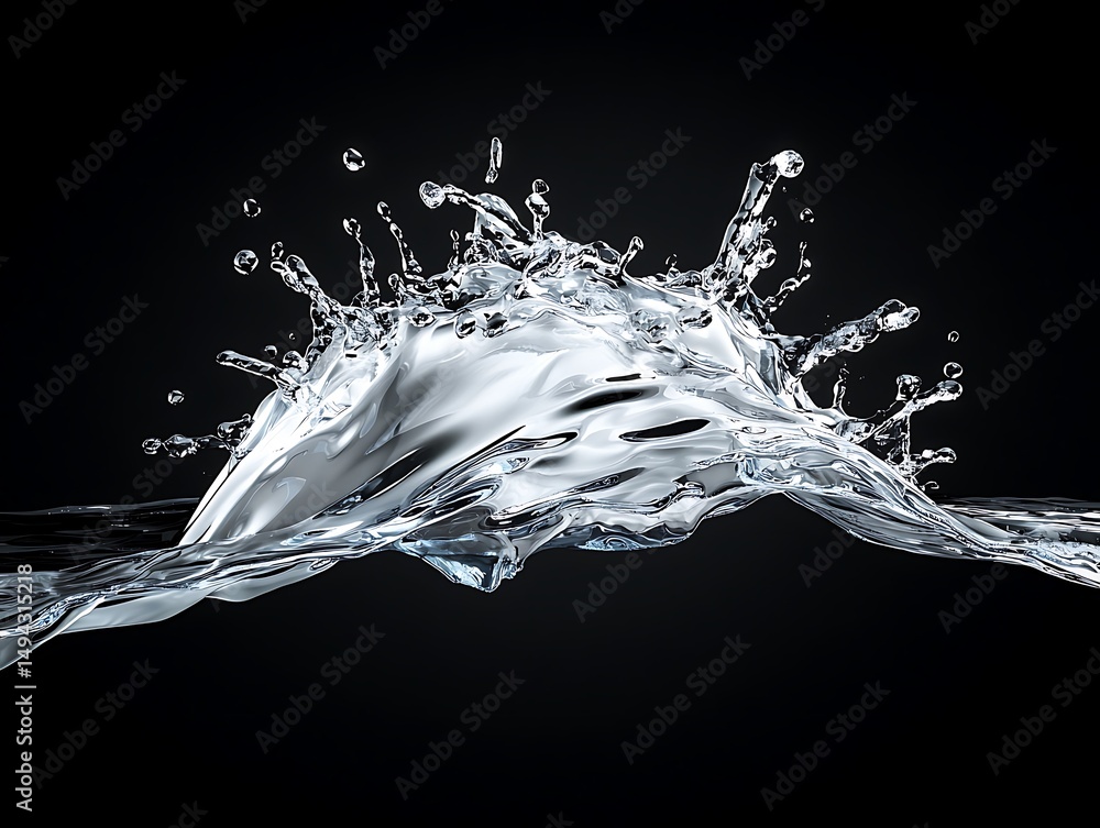 Poster crisp water splash isolated on black background creating dynamic and appealing visual of liquid moti