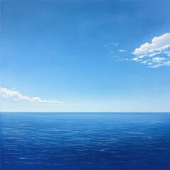 Obraz premium Serene ocean under a vast, clear blue sky (1)