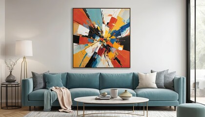 Vibrant Abstract Canvas Art in Modern Living Room