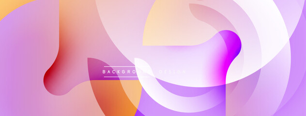 Abstract flowing shapes, vibrant colors blend. Gradient design creates modern visual effect. Soft curves suggest movement, energy.