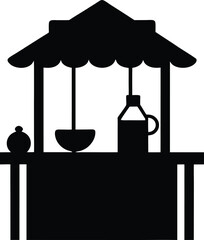 Ramen noodle stall street shop vector