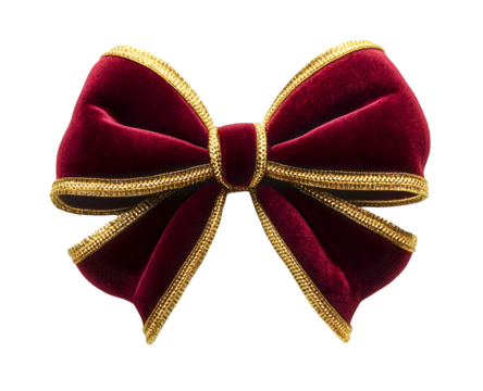 Maroon velvet bow with gold trim decoration