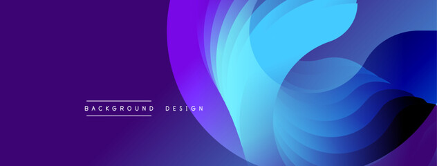 Abstract flowing shapes, vibrant purple, blue hues. Modern background design element, dynamic composition. Smooth gradients create visual interest.