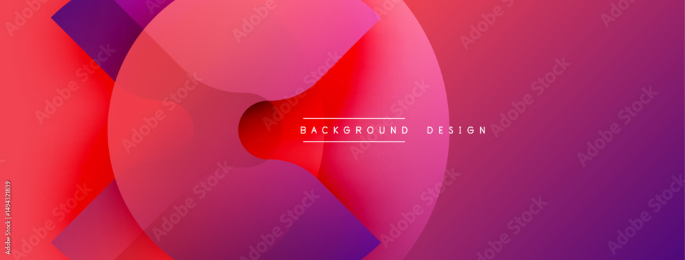 Poster Abstract vibrant design. Overlapping circles create dynamic color gradients, pinks, purples, reds. Modern background element for projects.