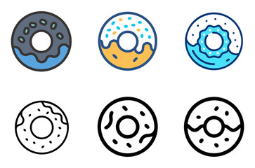 Fototapeta premium Frosted Donut Symbol Vector Set For Cafe, Snack, And Breakfast Themes