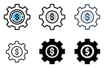 Gear With Dollar Symbol Icon Set For Finance, Business, And Operations Design Concepts