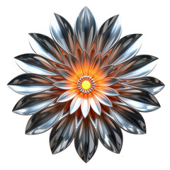 Metallic Flower Design with Shiny Petals and Bright Center Detail