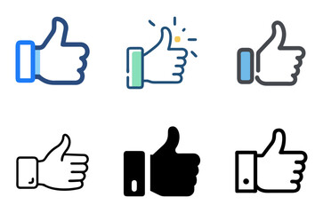 Obraz premium Thumbs Up Symbol Vector Set For Communication, Social Networking, And Positive Themes