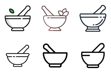 Grinding Tool Symbol Vector Set For Kitchen, Apothecary, And Natural Remedies Themes