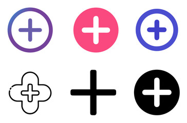 Fototapeta premium Addition Symbol Vector Set For Medical, Finance, And Technology Themes