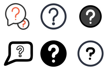 Question Mark Icon Set For Help, FAQ, And Support Design Concepts