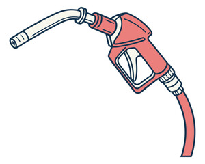 Colored Vector Illustration of a Fuel Pump Nozzle with Hose for Gasoline or Diesel