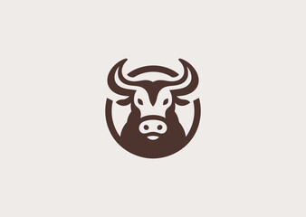 Fototapeta premium Buffalo head logo for strength, farm, or rugged brand identity.