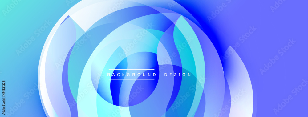 Aufkleber Abstract blue layers create dynamic circular pattern. Gradient shades suggest depth, modern aesthetic. Minimalist design suitable backgrounds.