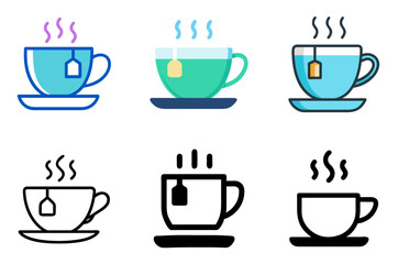 Obraz premium Hot Tea Mug Symbol Vector Set For Coffee Shops, Drinks, And Hospitality Themes