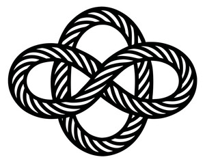 Black and White Vector Illustration of an Intricate Decorative Rope Knot
