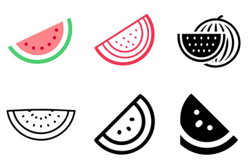 Juicy Watermelon Slice Icon Collection For Organic, Fresh, And Tropical Themes