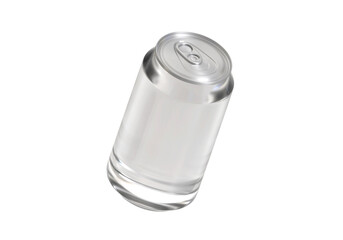 Mockup of transparent aluminum bottle with liquid without logo, transparent background