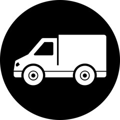 Simple Delivery Van Icon: Circular White/Transparent Truck for Logistics UI
