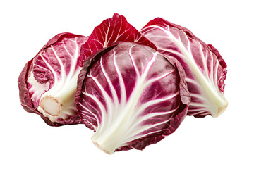 a close up of a red cabbage on a white background