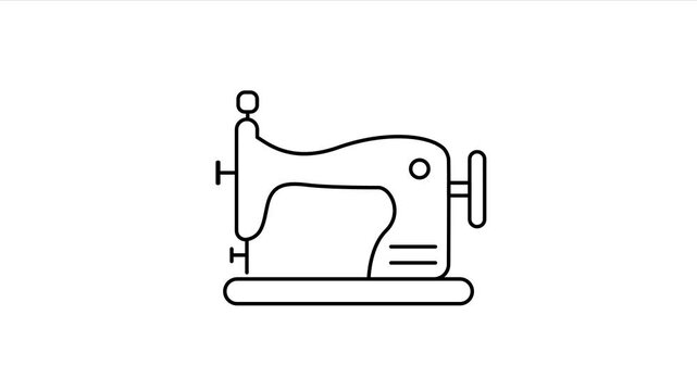 Sewing machine icon animation on a white background