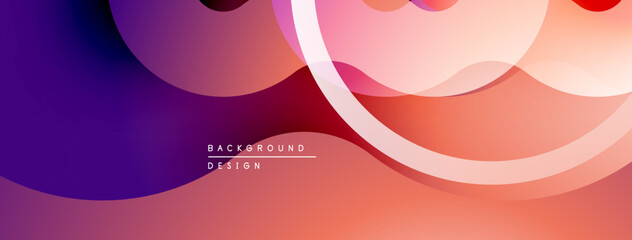 Abstract flowing shapes, gradients. Purple, pink, orange hues create dynamic visual effect. Modern design element.