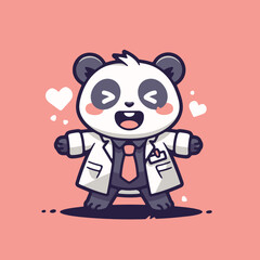 Fototapeta premium Happy Panda Doctor with Open Arms Welcoming