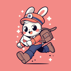 Rabbit Mail Carrier Delivering Love Letter Happily