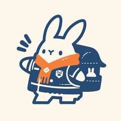 Determined Rabbit Adventurer in Jacket and Scarf