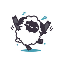 Fluffy Sheep Dancing Joyfully with Musical Notes
