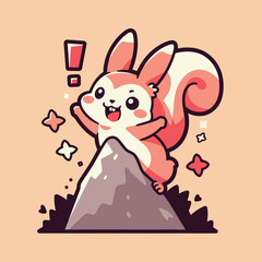 Excited Squirrel on Mountain Peak Waving Starry