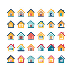 icons santa visit christmas house décor set. House icon set. Home vector illustration sign. Hotel symbol. House vector icon set. home illustration sign collection. building symbol.