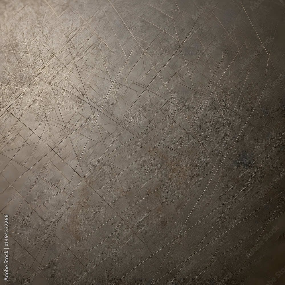 Poster worn metal surface with numerous scratches creating a textured and aged appearance