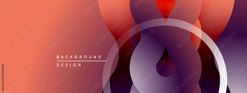 Poster Abstract gradient background. Overlapping circles create dynamic visual effect. Warm colors dominate composition. Modern design element.