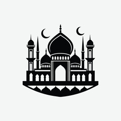 Abstract Mosque Silhouette with Arabesque and Geometric Patterns – Islamic Art Vector Design