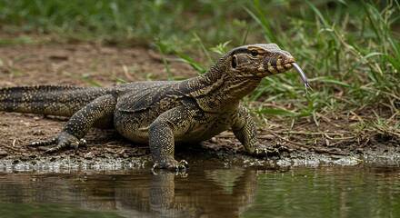 Obraz premium Monitor Lizard by the Water's Edge