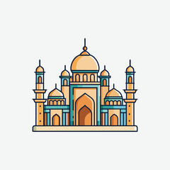 Abstract Mosque Silhouette with Arabesque and Geometric Patterns – Islamic Art Vector Design