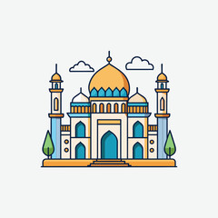 Abstract Mosque Silhouette with Arabesque and Geometric Patterns – Islamic Art Vector Design