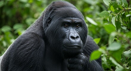 Obraz premium Majestic Mountain Gorilla in Lush African Rainforest