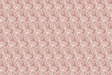 seamless floral pattern, hand drawn silhouette flower outline textile abstract backgrounds illustration